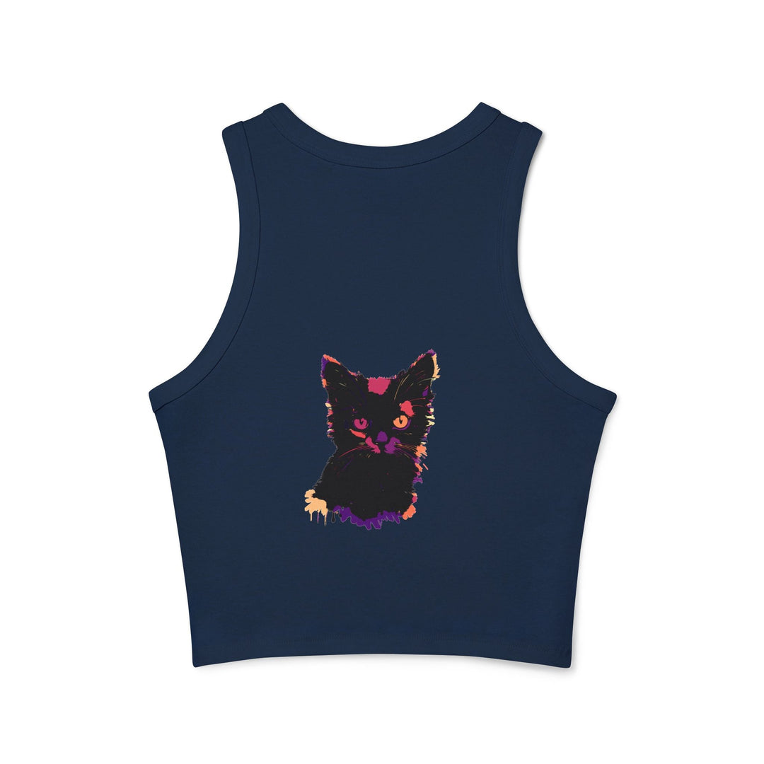 Vibrant Black Cat Watercolor Racerback Tank Top Tank Top - Blululi