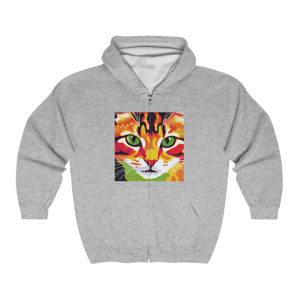 Vibrant Cat Hoodie - Psychedelic Savana Design Hoodie - Blululi