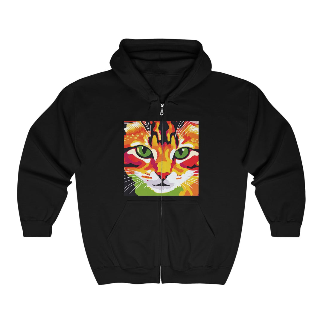 Vibrant Cat Hoodie - Psychedelic Savana Design Hoodie - Blululi