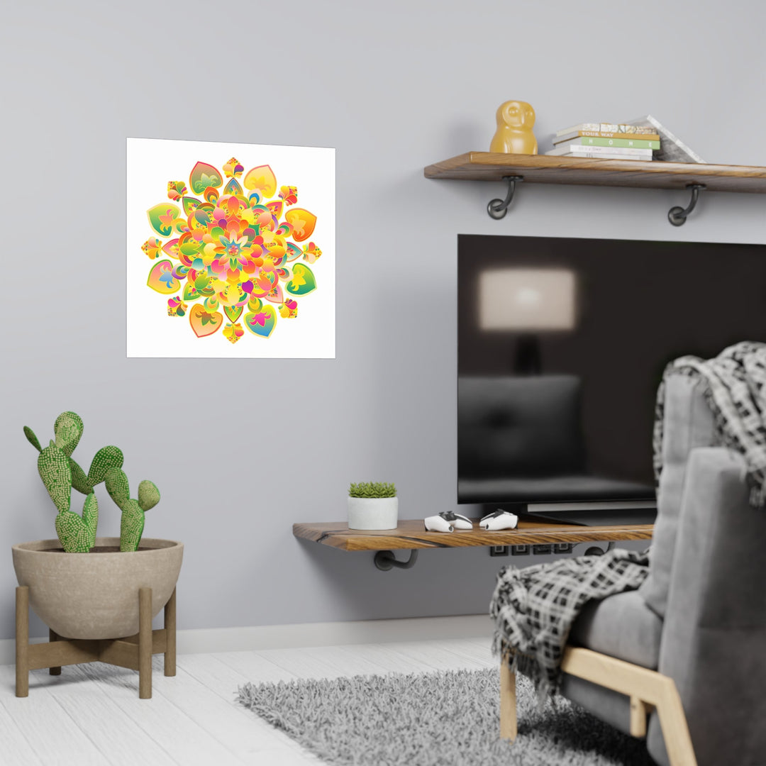 Vibrant Colorful Mandala Art Print Poster Poster - Blululi