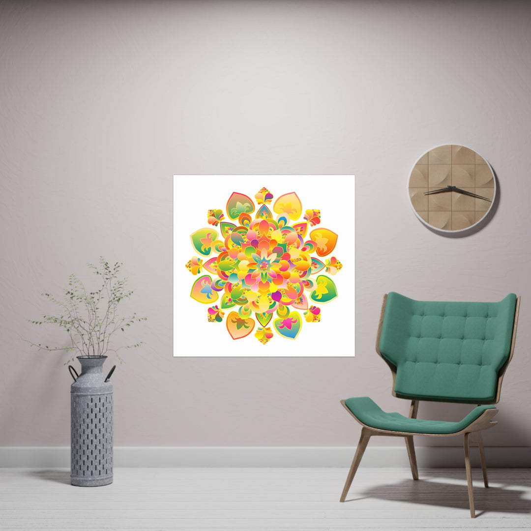 Vibrant Colorful Mandala Art Print Poster Poster - Blululi