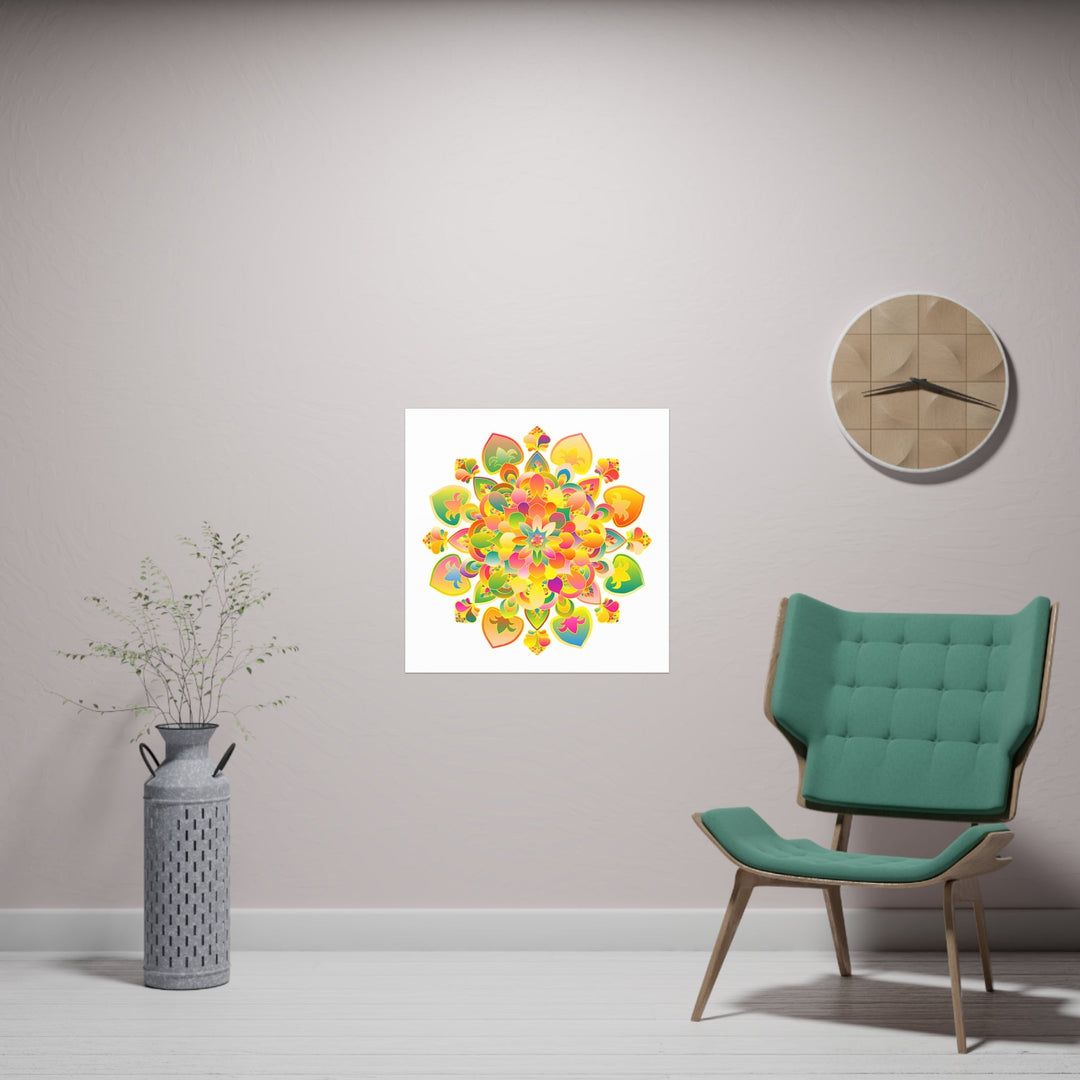 Vibrant Colorful Mandala Art Print Poster Poster - Blululi