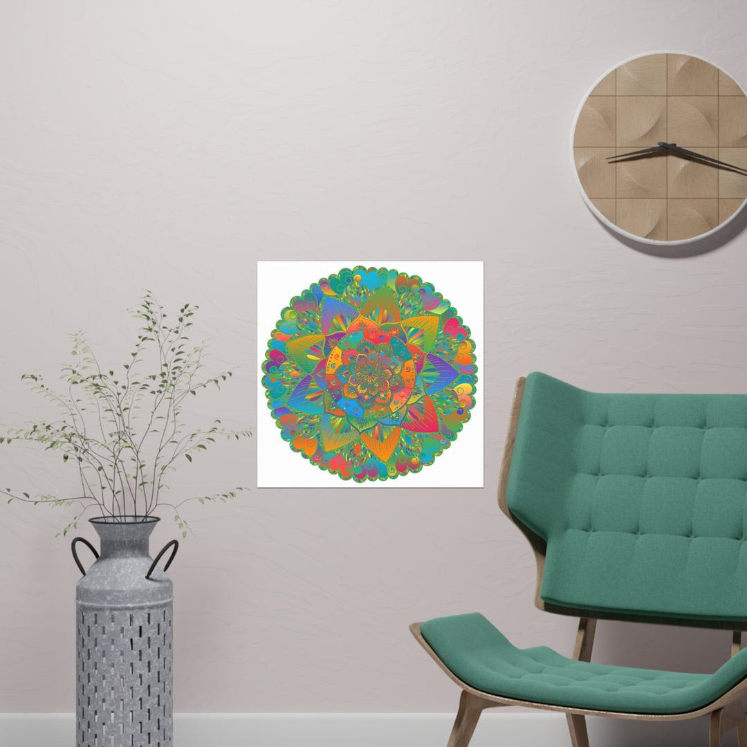 Vibrant Colorful Mandala Poster - Home Decor Art Poster - Blululi