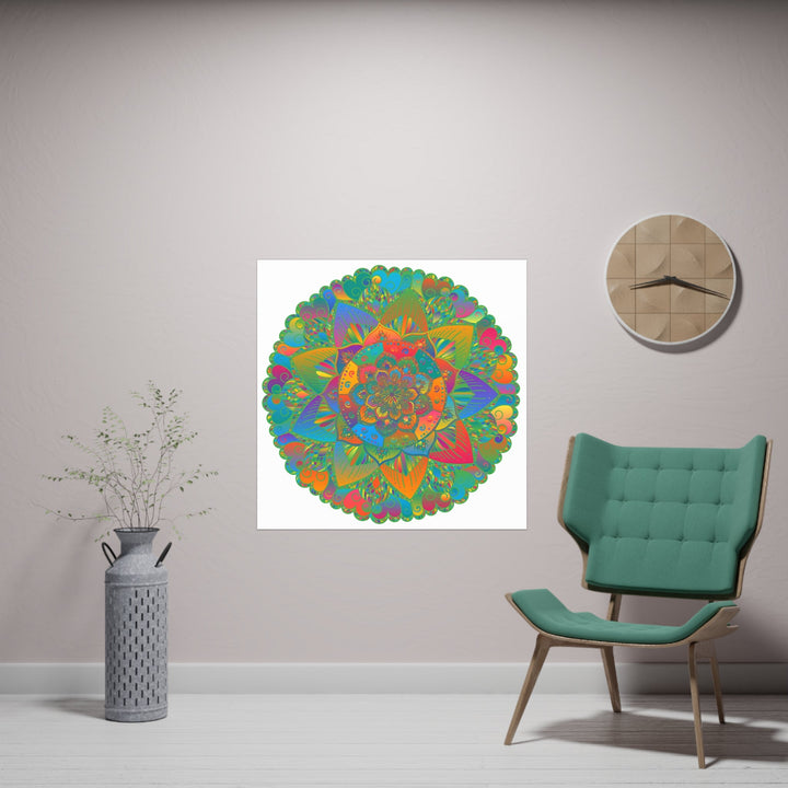 Vibrant Colorful Mandala Poster - Home Decor Art Poster - Blululi