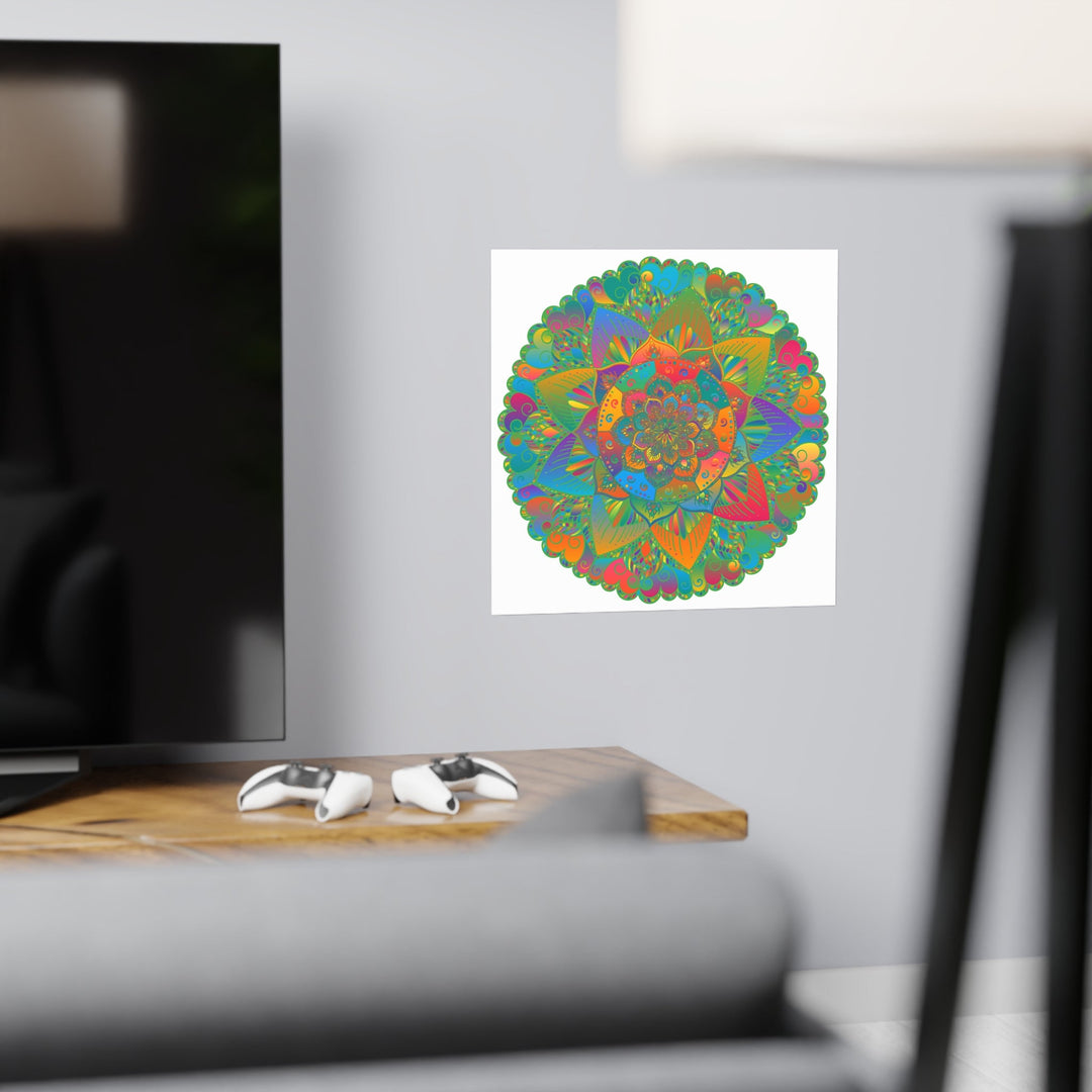 Vibrant Colorful Mandala Poster - Home Decor Art Poster - Blululi