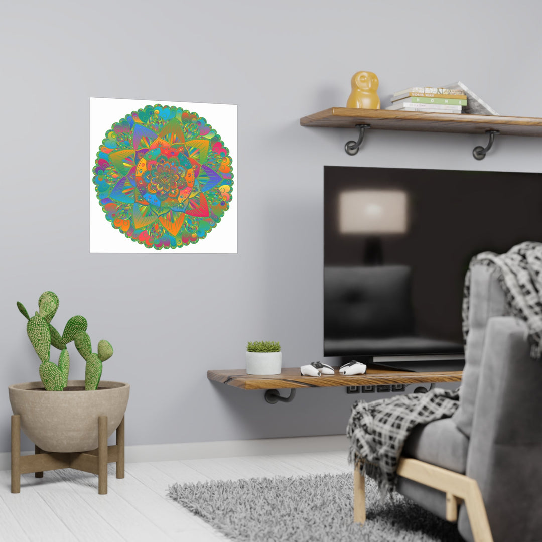 Vibrant Colorful Mandala Poster - Home Decor Art Poster - Blululi