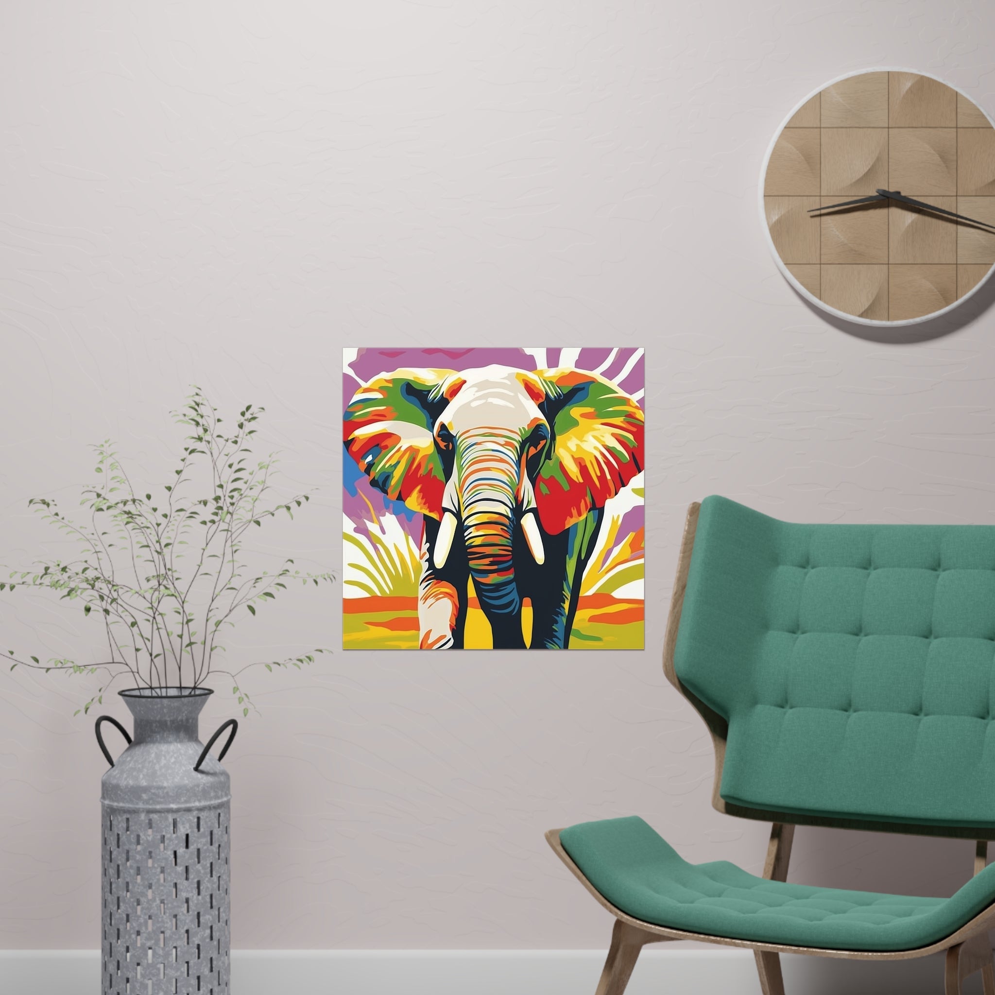 Vibrant Elephant Art Print - Savanna Animal Poster Poster - Blululi