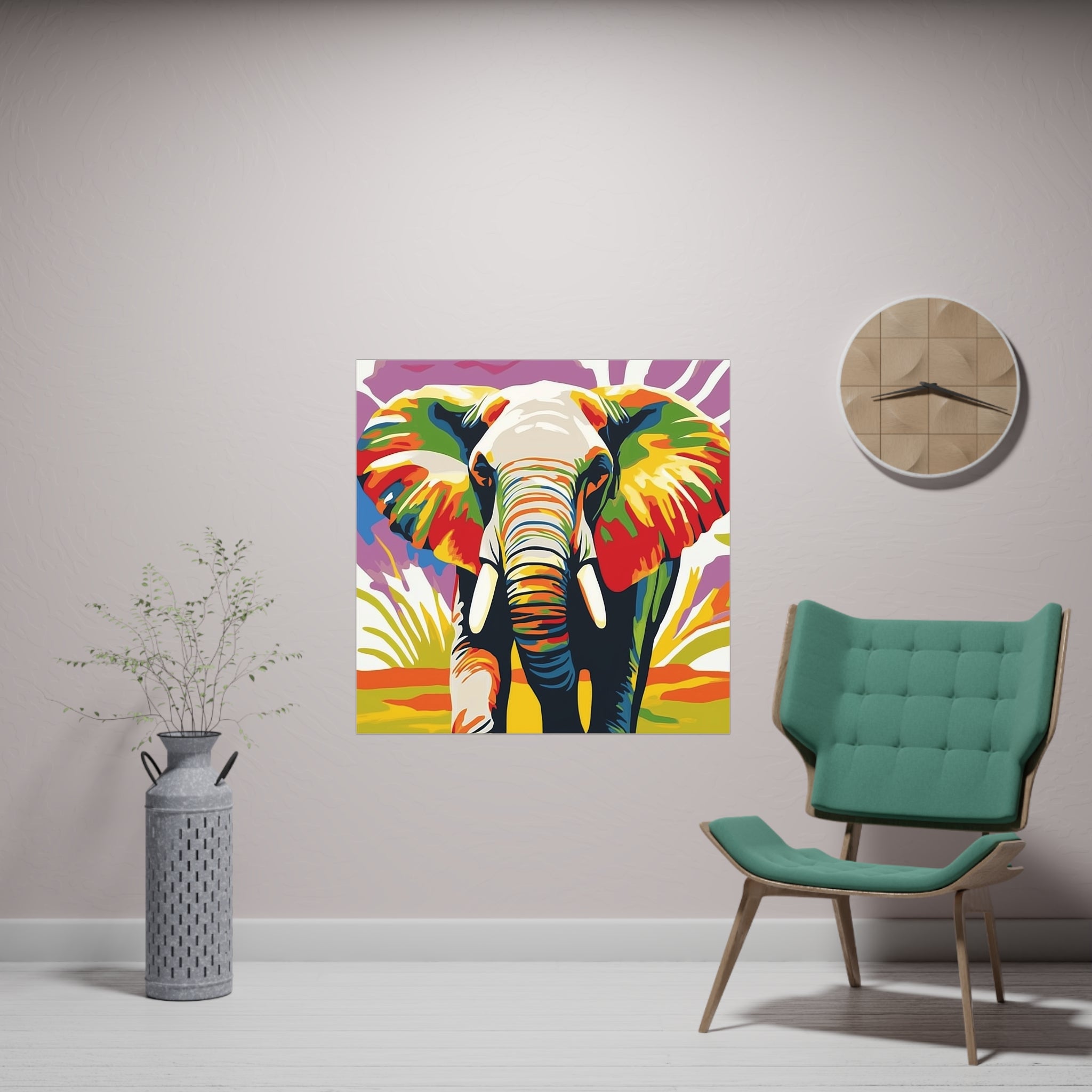 Vibrant Elephant Art Print - Savanna Animal Poster Poster - Blululi