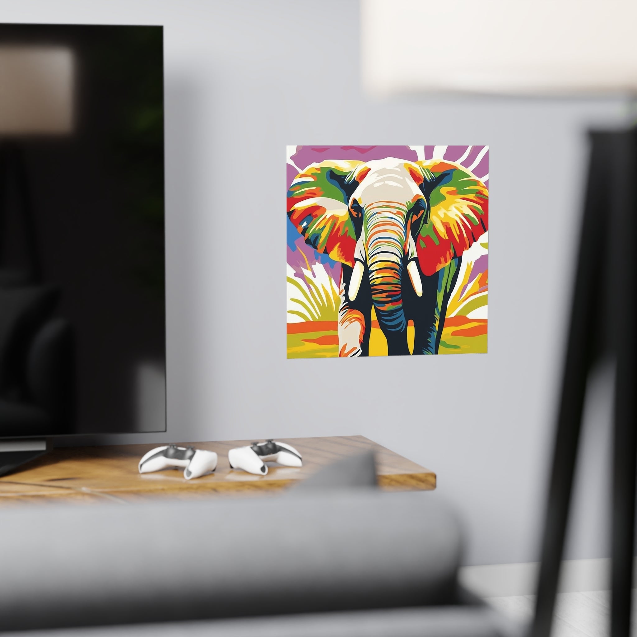 Vibrant Elephant Art Print - Savanna Animal Poster Poster - Blululi