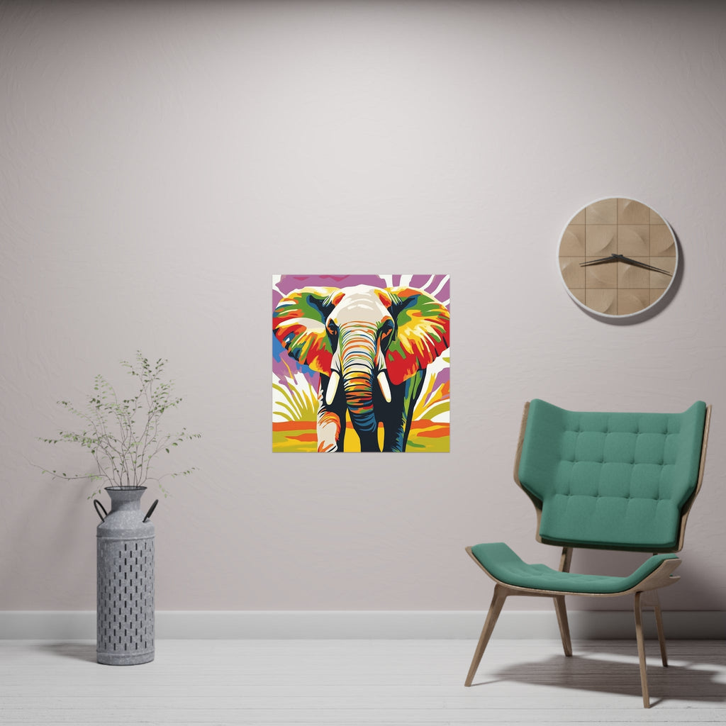 Vibrant Elephant Art Print - Savanna Animal Poster Poster - Blululi