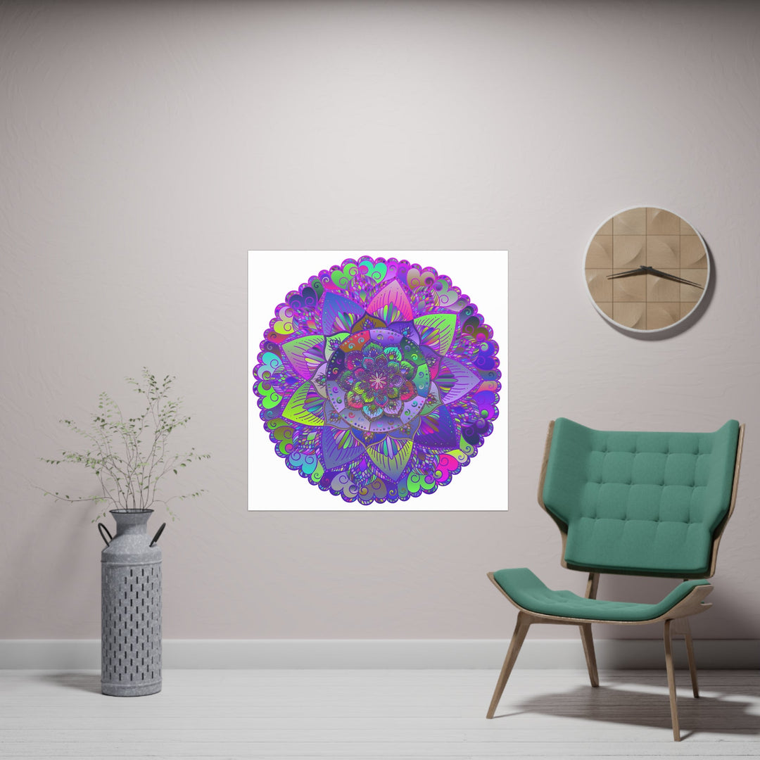 Vibrant Floral Mandala Poster - Home Decor Art Poster - Blululi