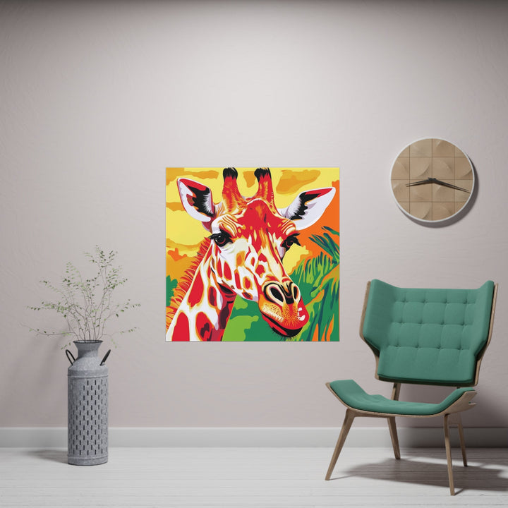 Vibrant Giraffe Savanna Poster - Colorful Art Poster - Blululi