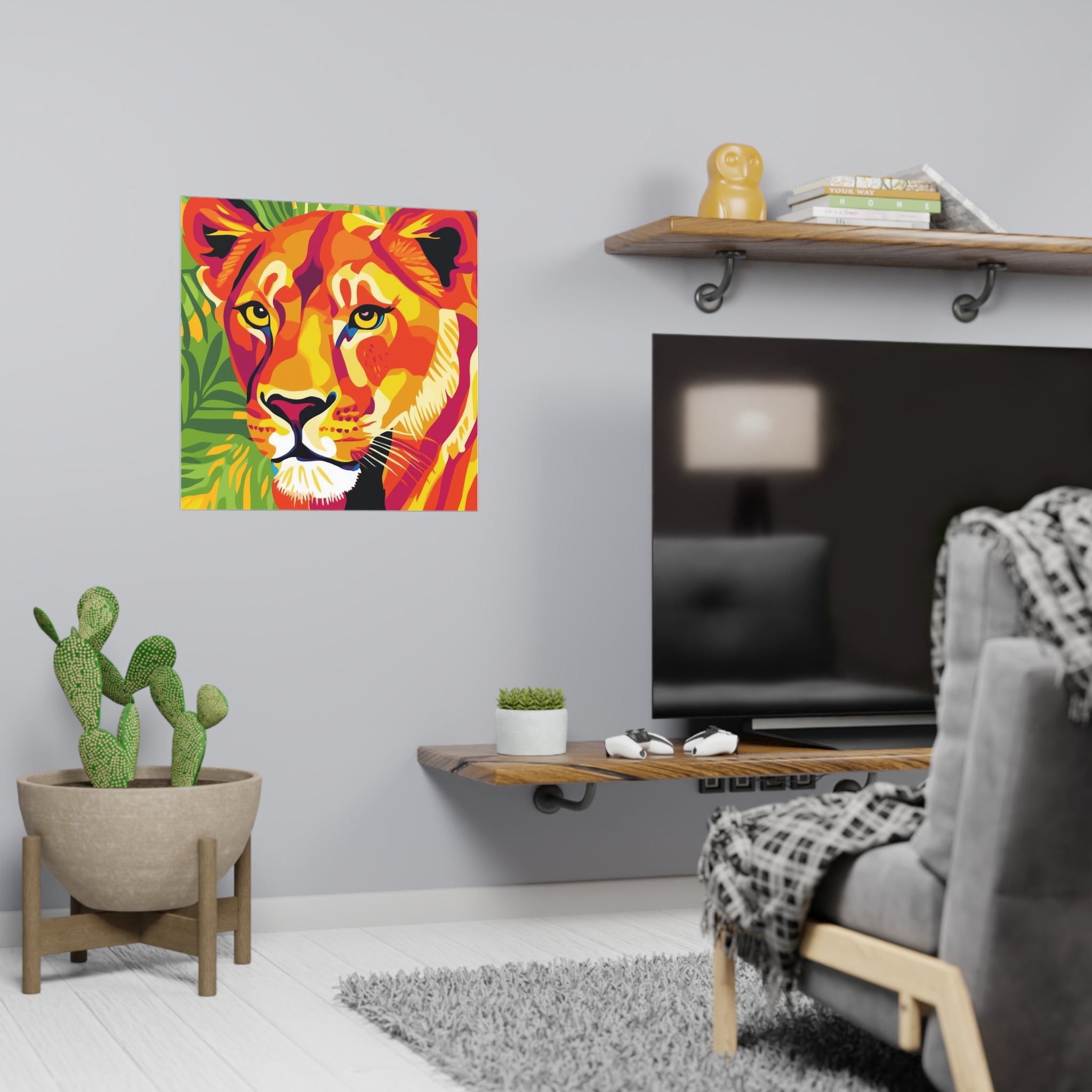 Vibrant Lioness Jungle Art Print Poster - Blululi