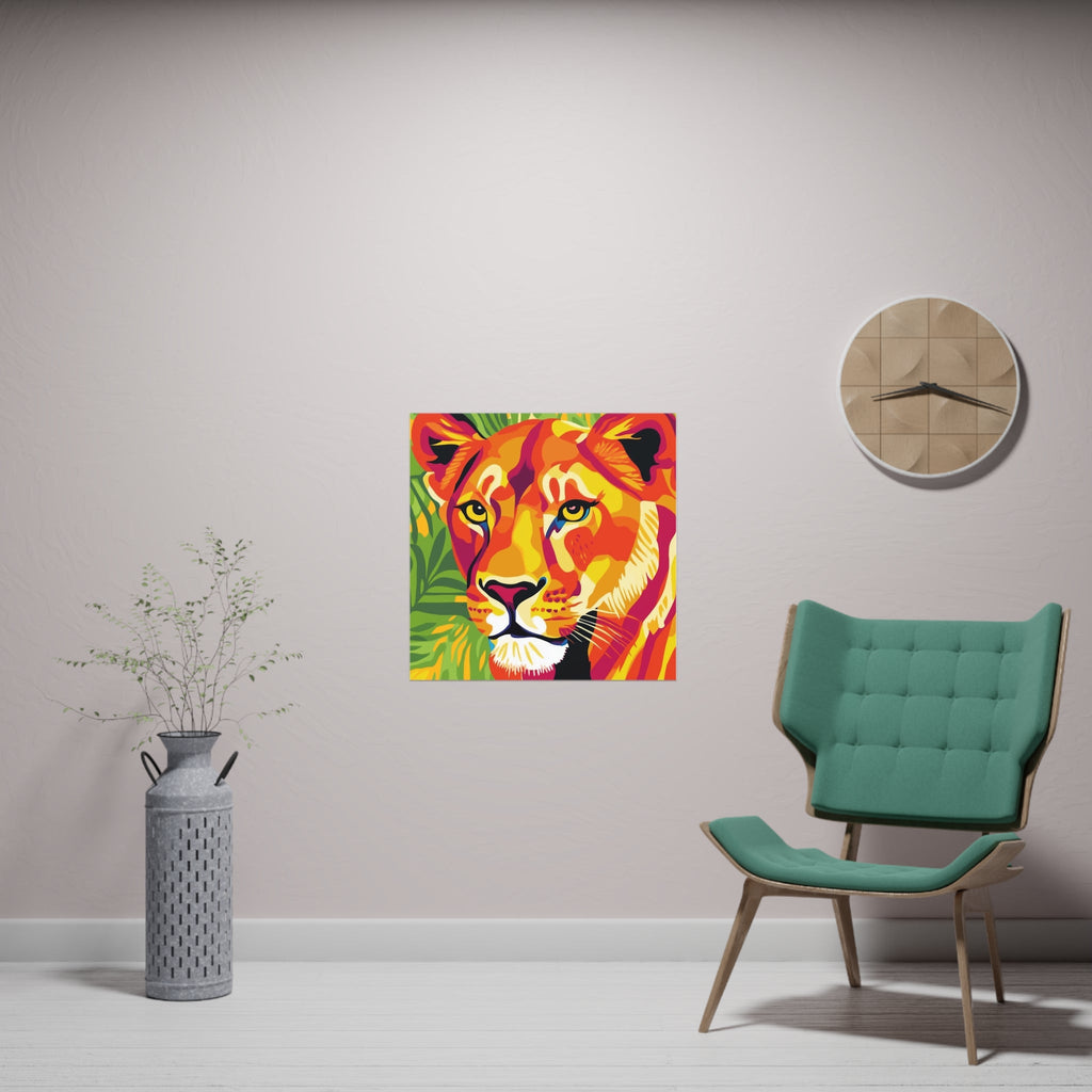 Vibrant Lioness Jungle Art Print Poster - Blululi