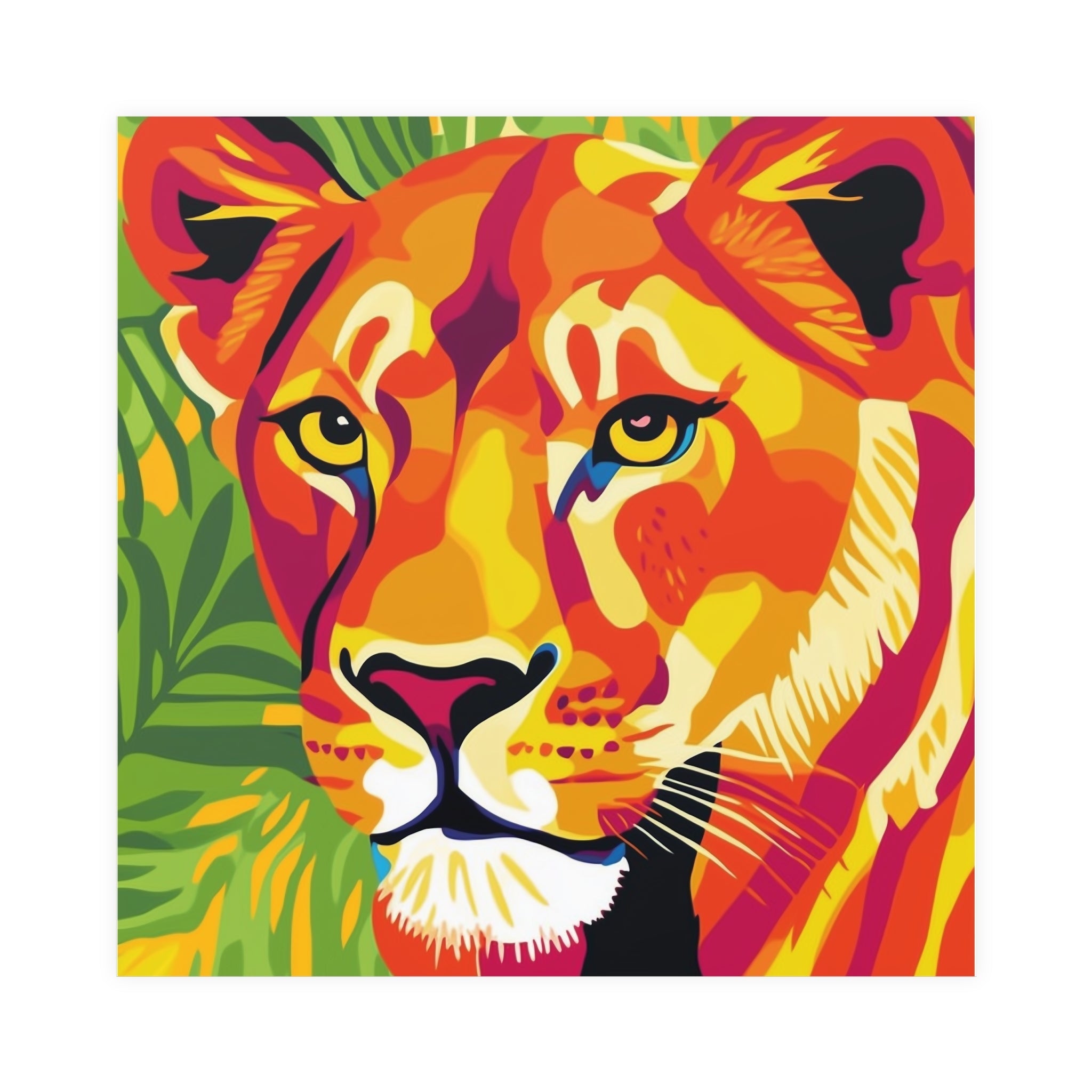 Vibrant Lioness Jungle Art Print Poster - Blululi