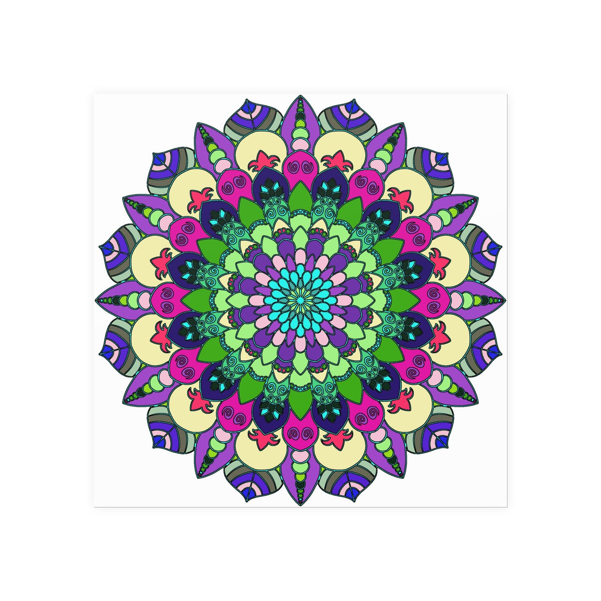 Vibrant Mandala Art Print - Colorful & Detailed Poster - Blululi