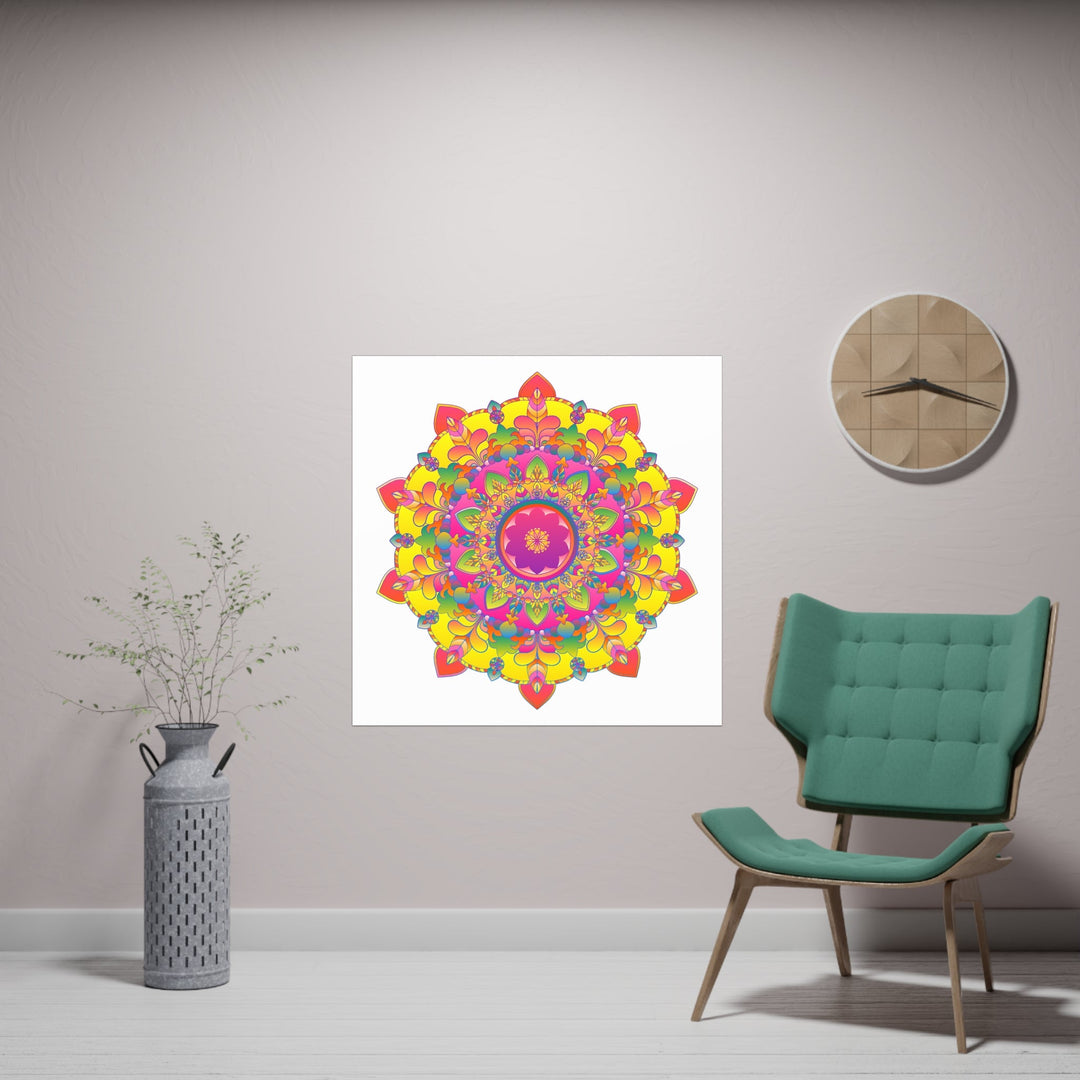 Vibrant Mandala Art Print - Colorful Floral Design Poster - Blululi