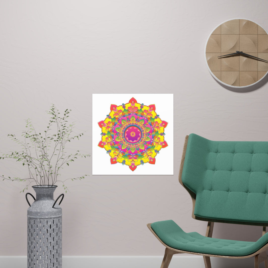 Vibrant Mandala Art Print - Colorful Floral Design Poster - Blululi