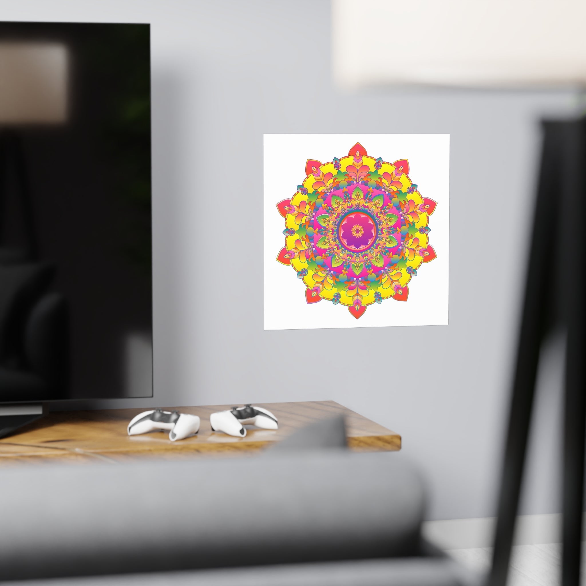 Vibrant Mandala Art Print - Colorful Floral Design Poster - Blululi