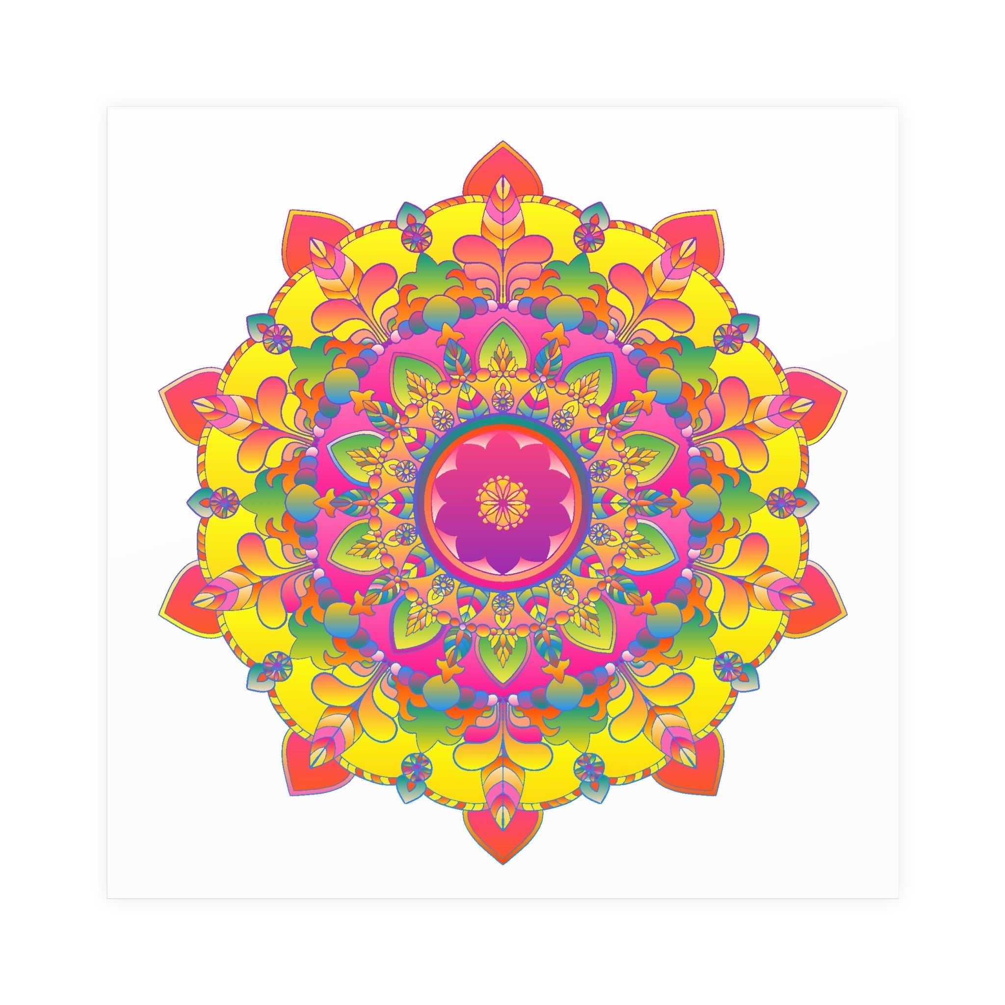 Vibrant Mandala Art Print - Colorful Floral Design Poster - Blululi