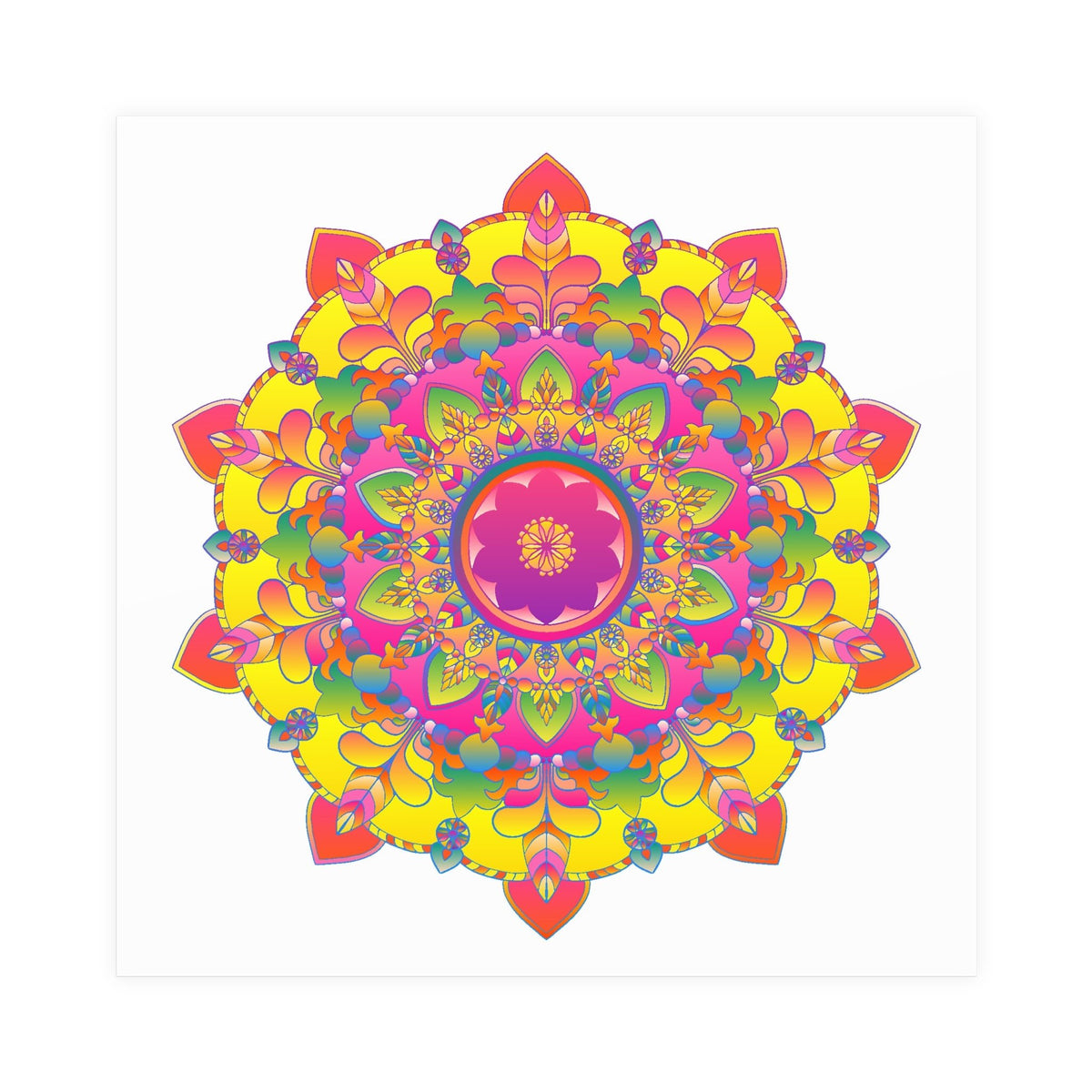 Vibrant Mandala Art Print - Colorful Floral Design Poster - Blululi