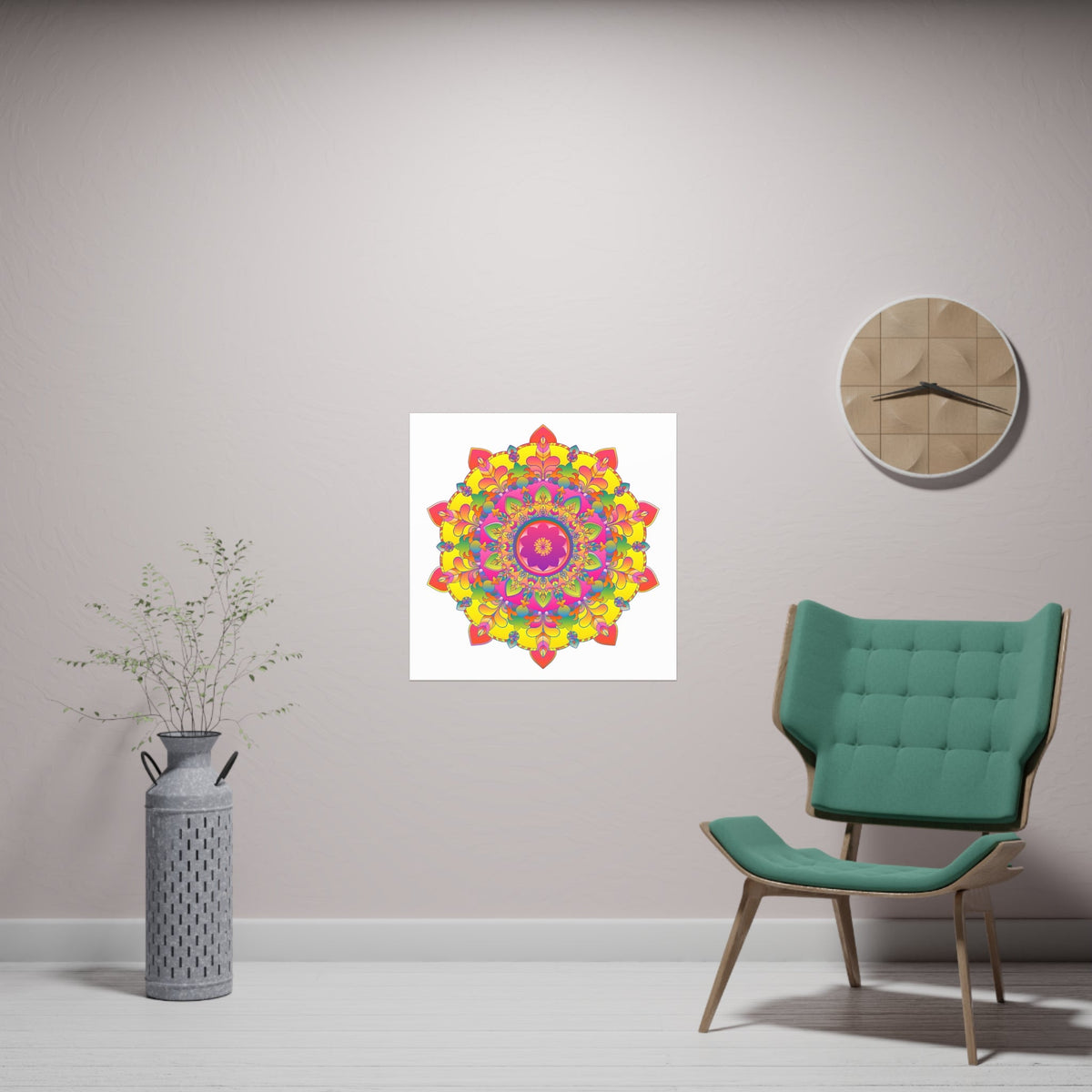 Vibrant Mandala Art Print - Colorful Floral Design Poster - Blululi