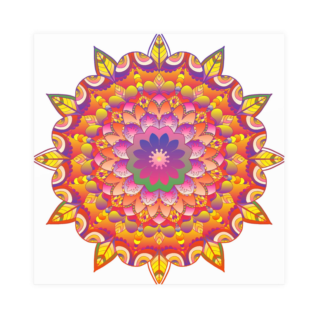 Vibrant Mandala Art Print - Colorful Flower Design Poster - Blululi