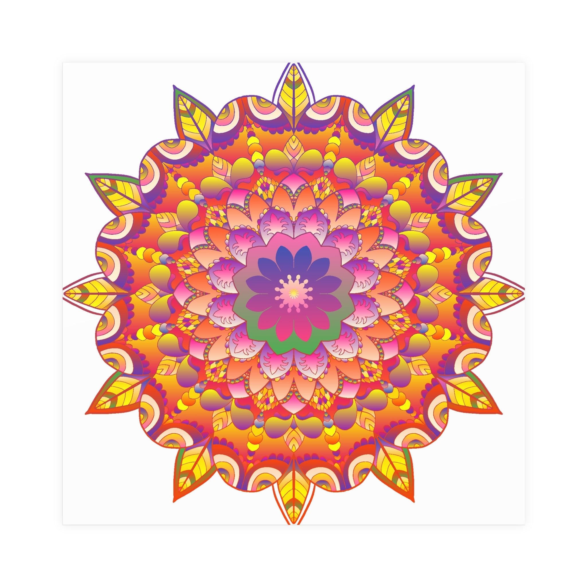 Vibrant Mandala Art Print - Colorful Flower Design Poster - Blululi