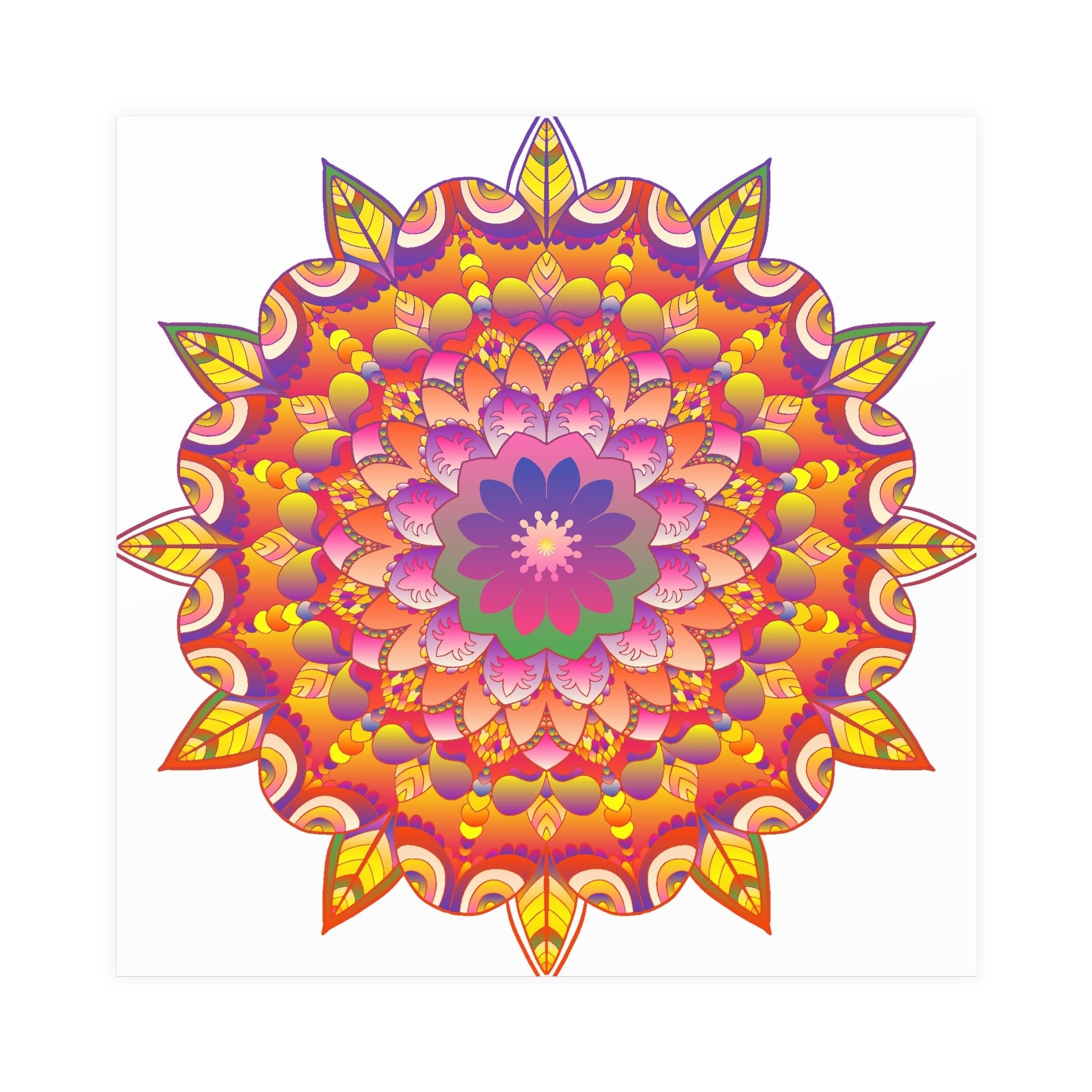 Vibrant Mandala Art Print - Colorful Flower Design Poster - Blululi