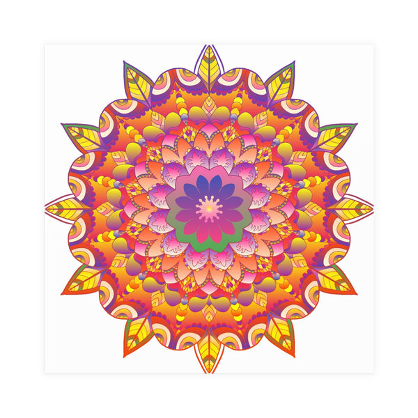 Vibrant Mandala Art Print - Colorful Flower Design Poster - Blululi