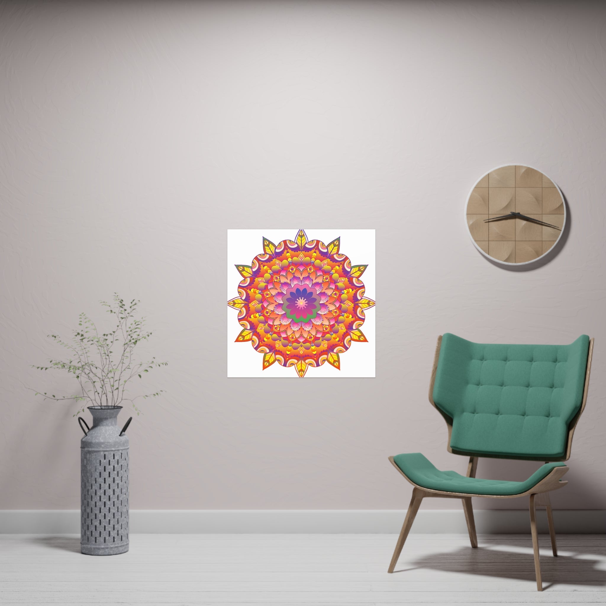 Vibrant Mandala Art Print - Colorful Flower Design Poster - Blululi