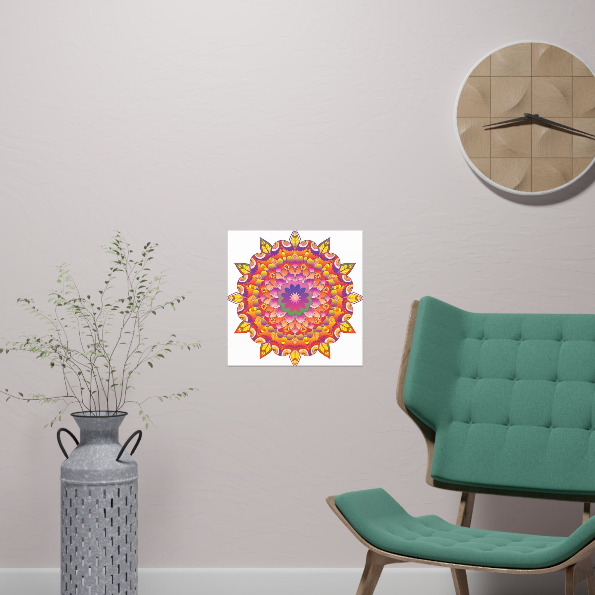 Vibrant Mandala Art Print - Colorful Flower Design Poster - Blululi