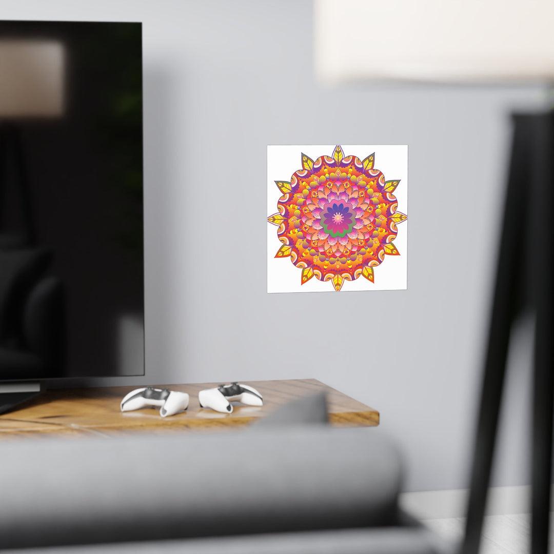 Vibrant Mandala Art Print - Colorful Flower Design Poster - Blululi