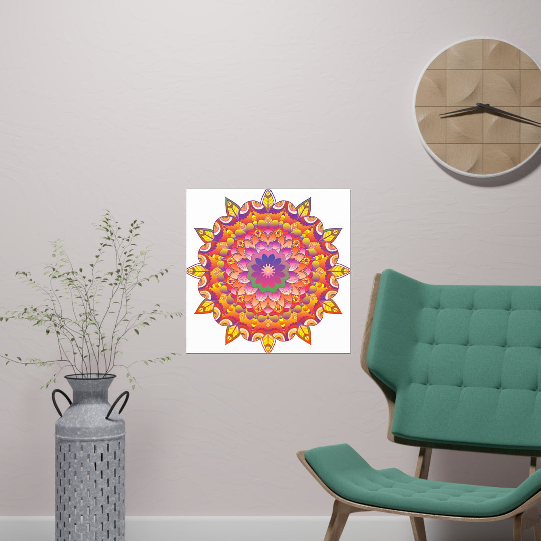 Vibrant Mandala Art Print - Colorful Flower Design Poster - Blululi