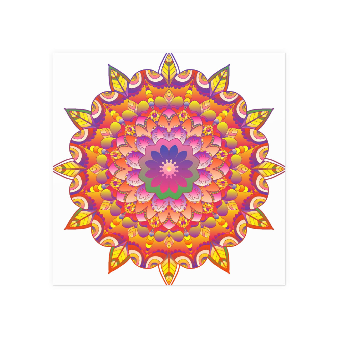 Vibrant Mandala Art Print - Colorful Flower Design Poster - Blululi