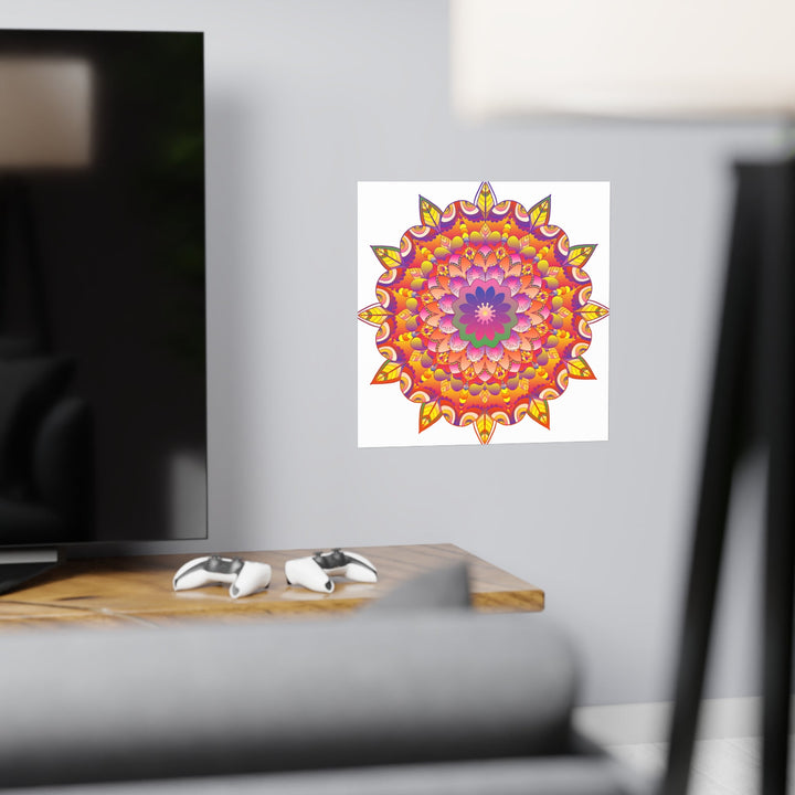 Vibrant Mandala Art Print - Colorful Flower Design Poster - Blululi