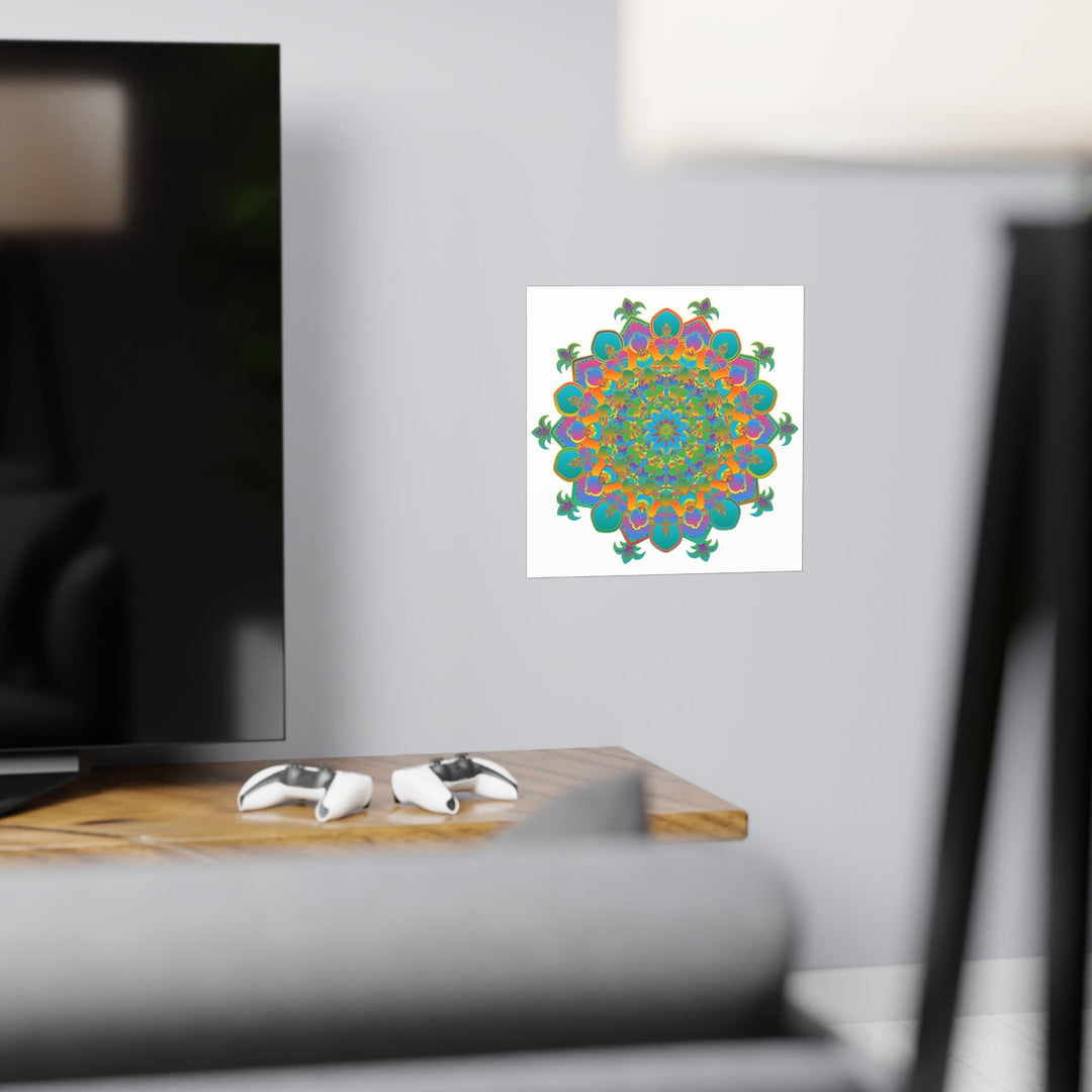 Vibrant Mandala Art Print - Colorful Geometric Design Poster - Blululi