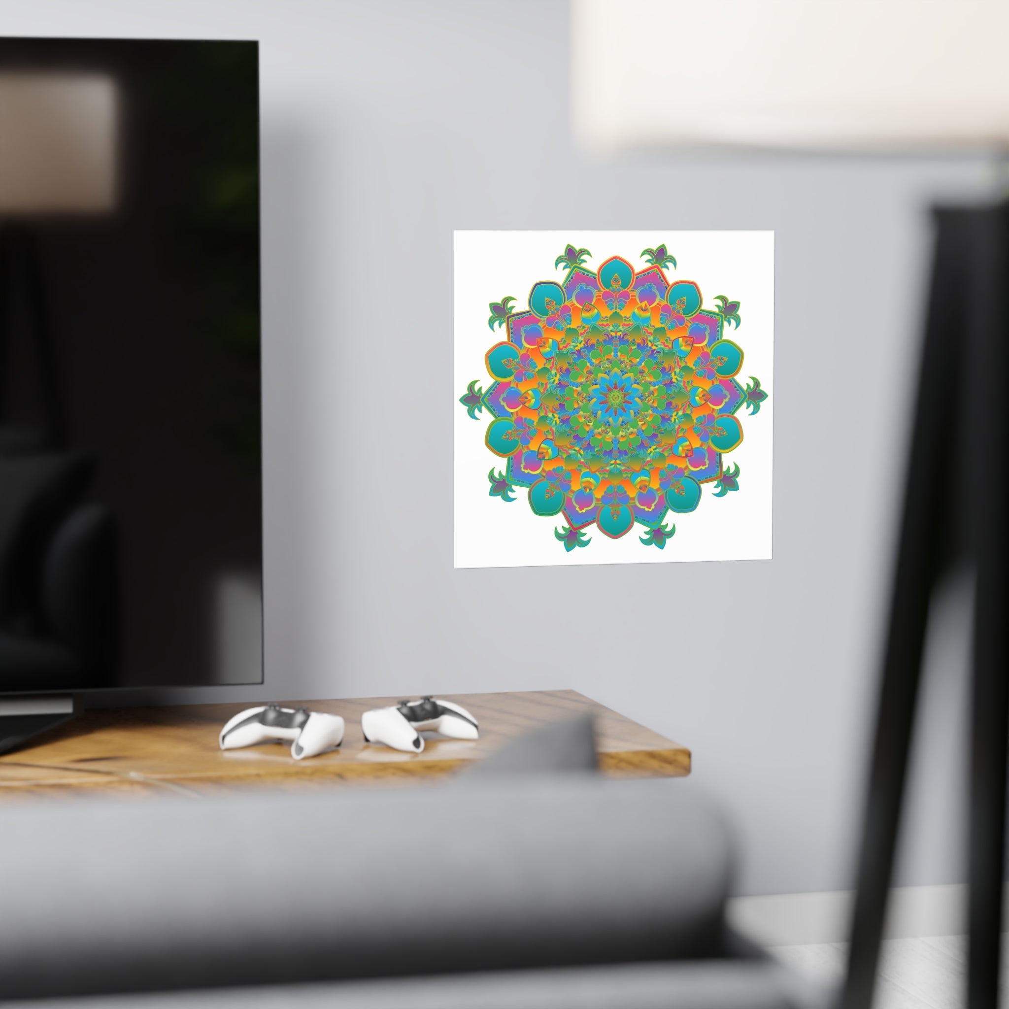 Vibrant Mandala Art Print - Colorful Geometric Design Poster - Blululi