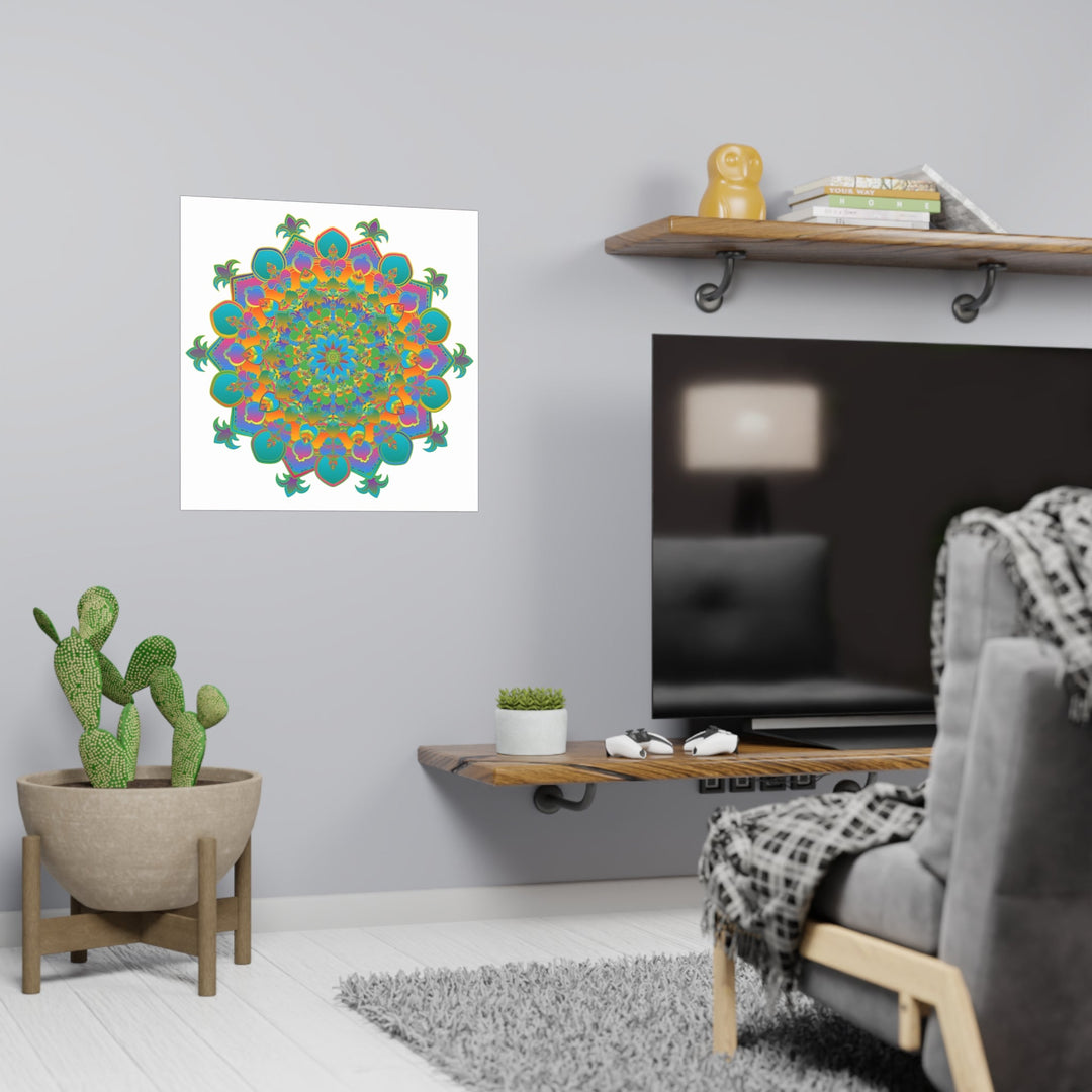 Vibrant Mandala Art Print - Colorful Geometric Design Poster - Blululi