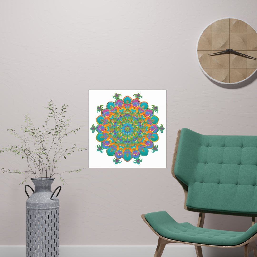 Vibrant Mandala Art Print - Colorful Geometric Design Poster - Blululi