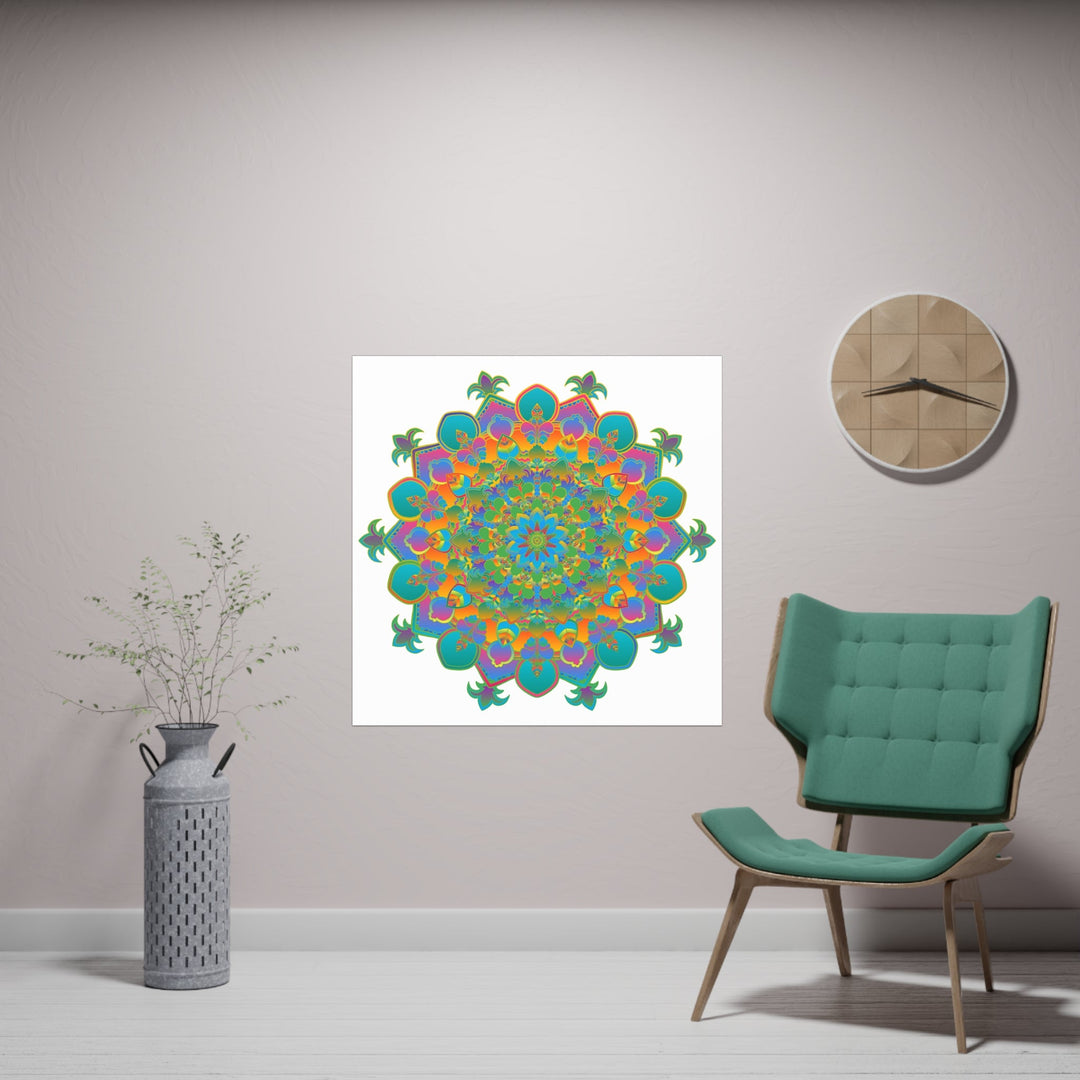 Vibrant Mandala Art Print - Colorful Geometric Design Poster - Blululi