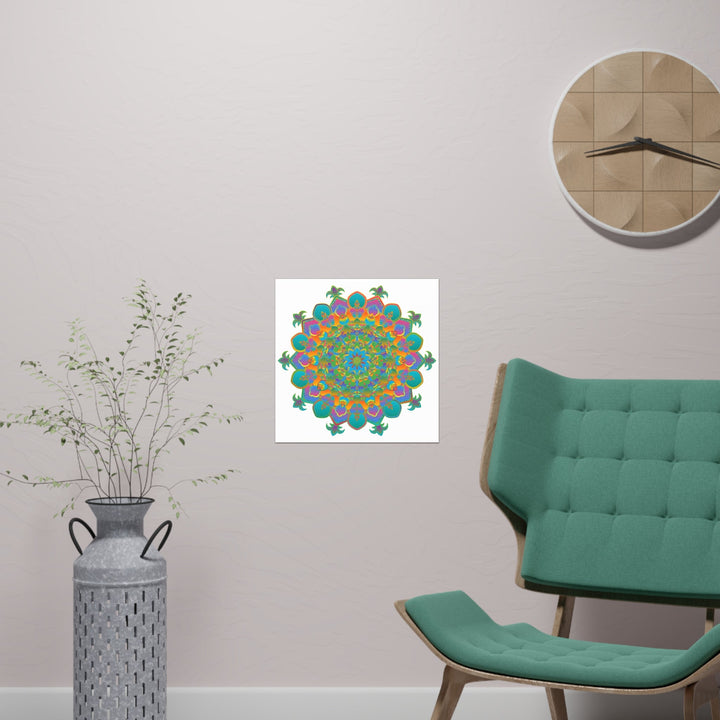 Vibrant Mandala Art Print - Colorful Geometric Design Poster - Blululi