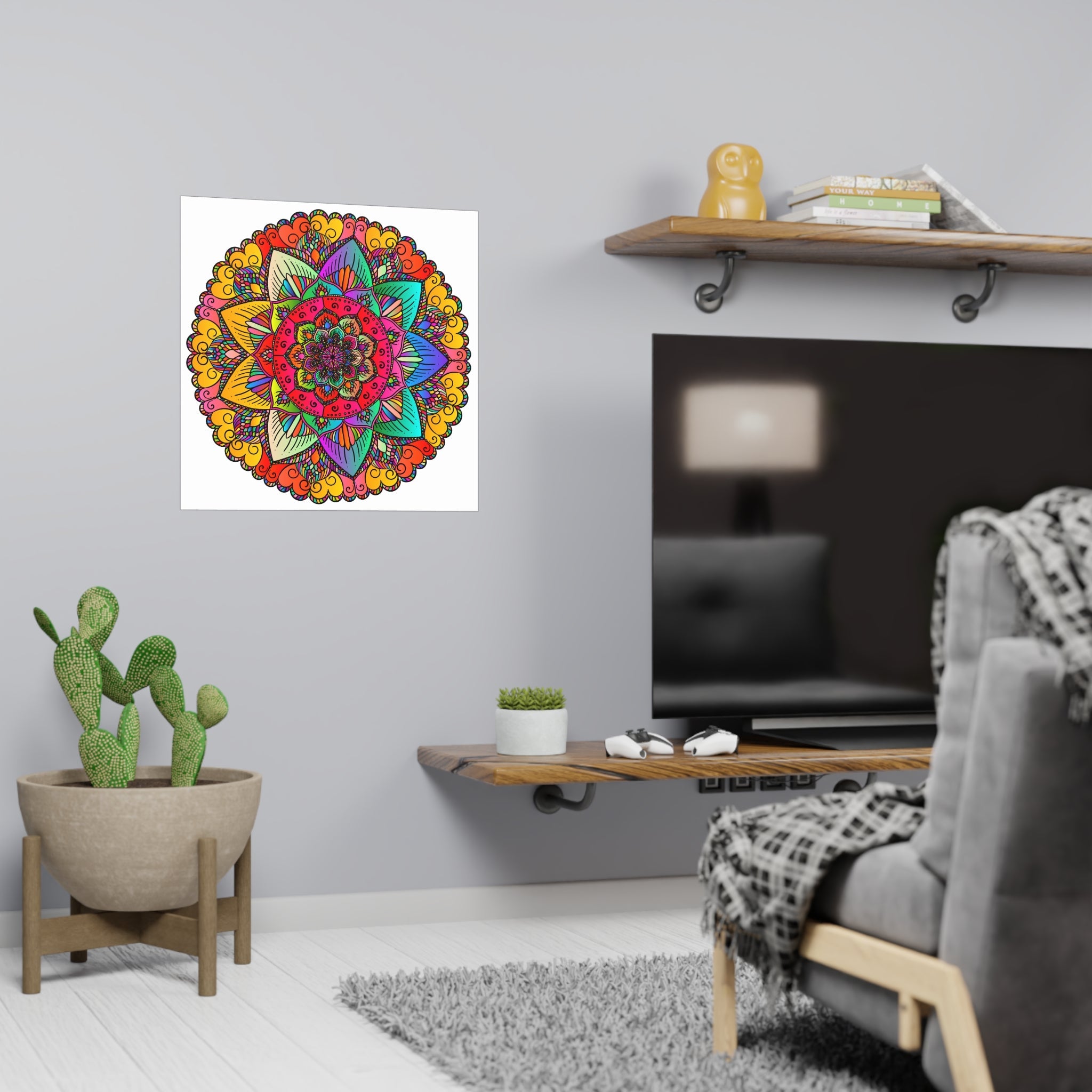 Vibrant Mandala Art Print - Colorful & Intricate Poster - Blululi