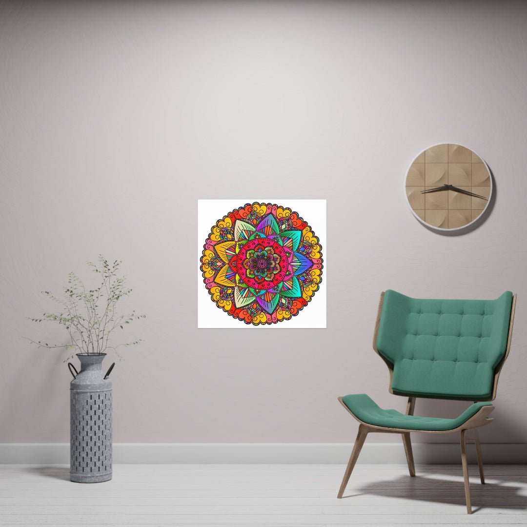 Vibrant Mandala Art Print - Colorful & Intricate Poster - Blululi