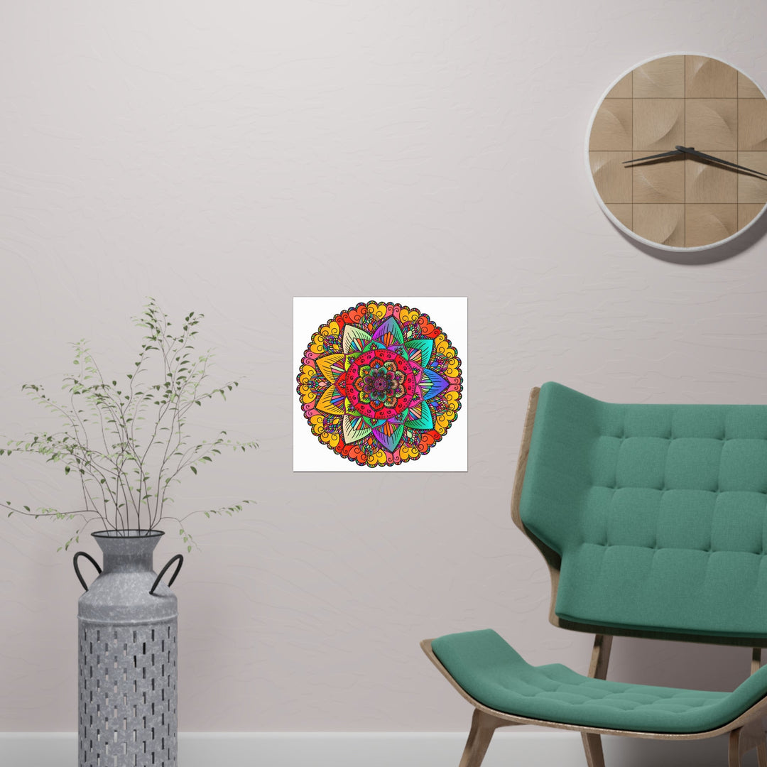 Vibrant Mandala Art Print - Colorful & Intricate Poster - Blululi