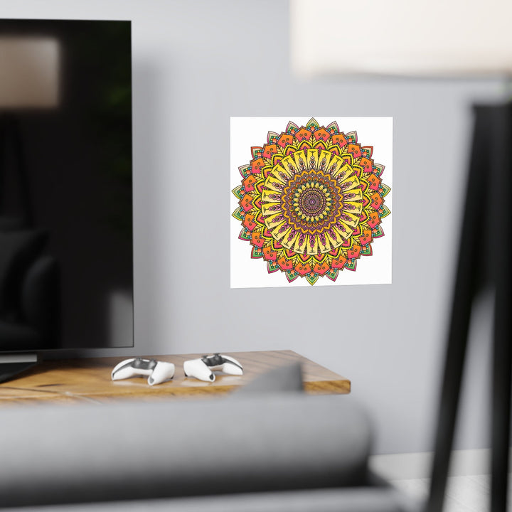 Vibrant Mandala Art Print - Colorful & Intricate Poster - Blululi