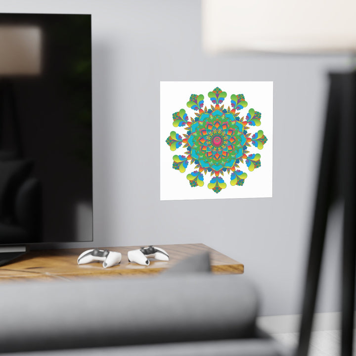 Vibrant Mandala Art Print - Colorful & Intricate Poster - Blululi