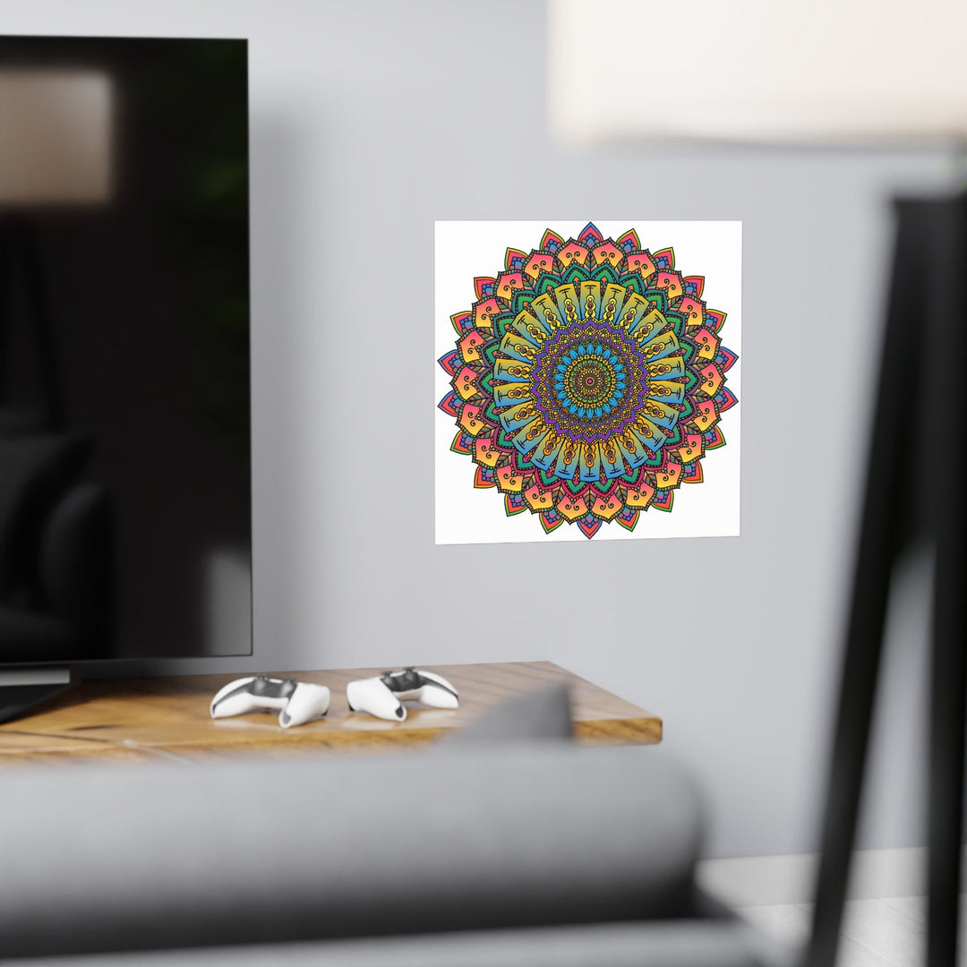 Vibrant Mandala Art Print - Geometric Design Poster - Blululi