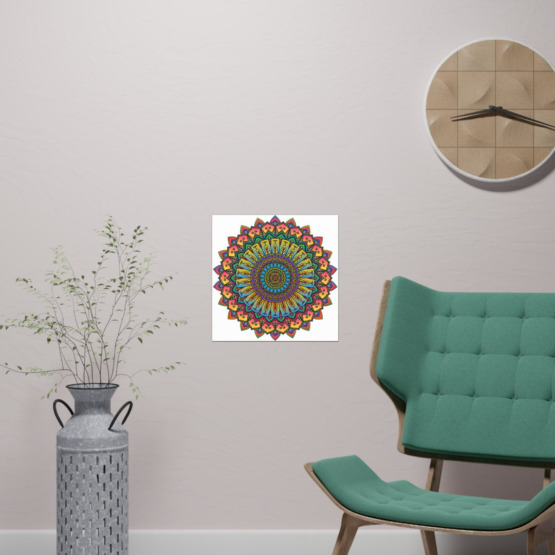 Vibrant Mandala Art Print - Geometric Design Poster - Blululi