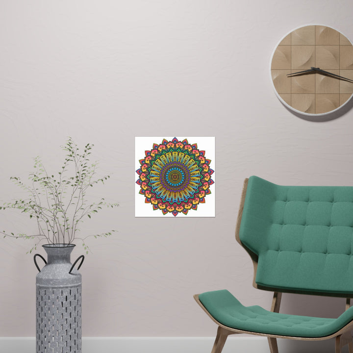 Vibrant Mandala Art Print - Geometric Design Poster - Blululi